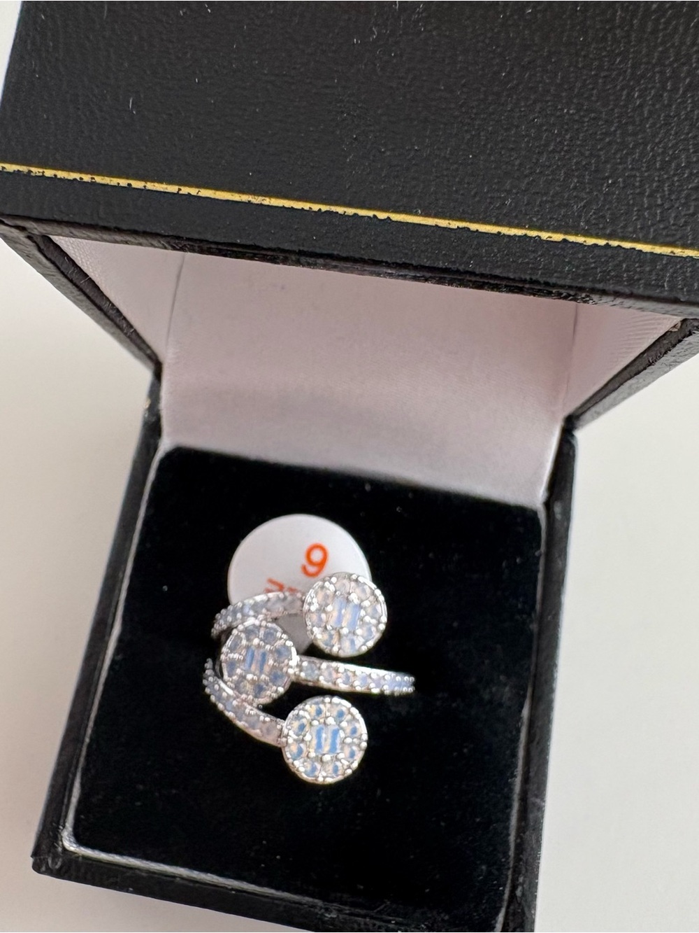 Bomb Party Triple Threat Ring RG61893 Moonstone Rhodium Plating